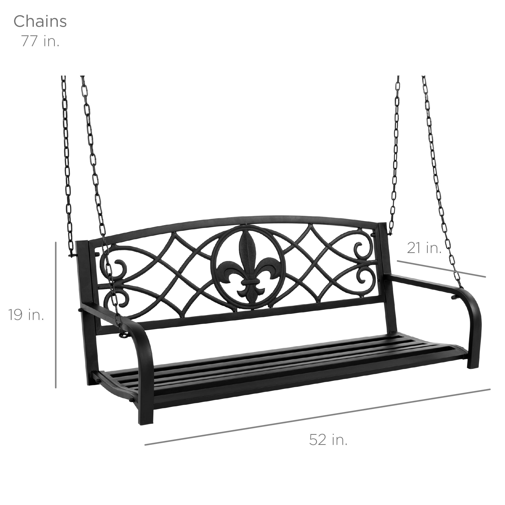 Best Choice Products 2-Person Metal Outdoor Porch Swing, Hanging Patio Bench w/ Weather-Resistant Steel - Black