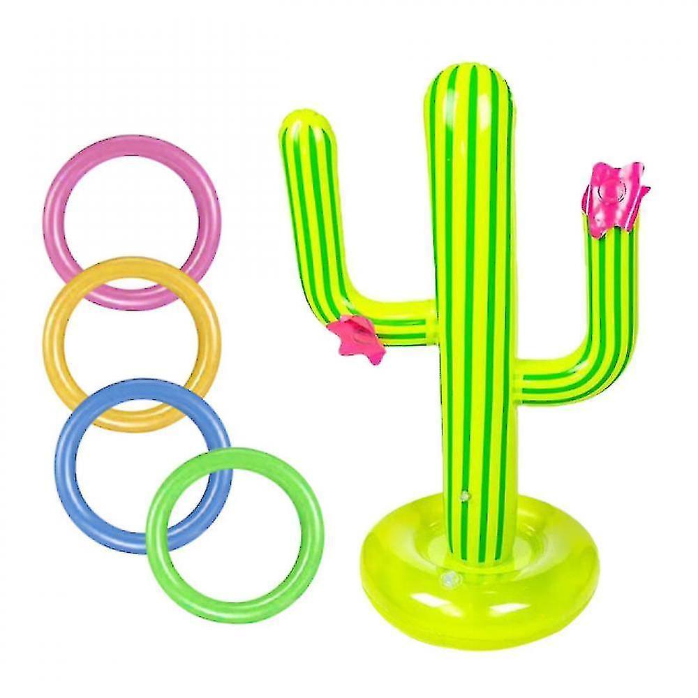 Outdoor Swimming Pool Inflatable Cactus Ring Toss Game Set Floating Pool Toys