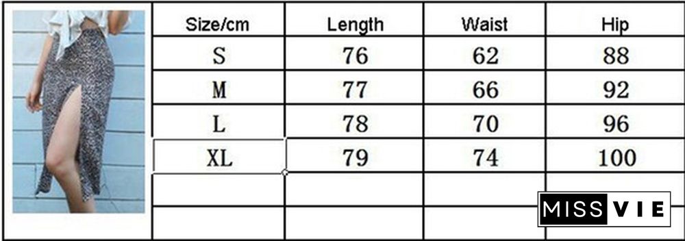 Women Summer Split Leopard Skirts Fashion Long Skirt Sexy Woman Floral Loose Lady Clothes Flower Skirts