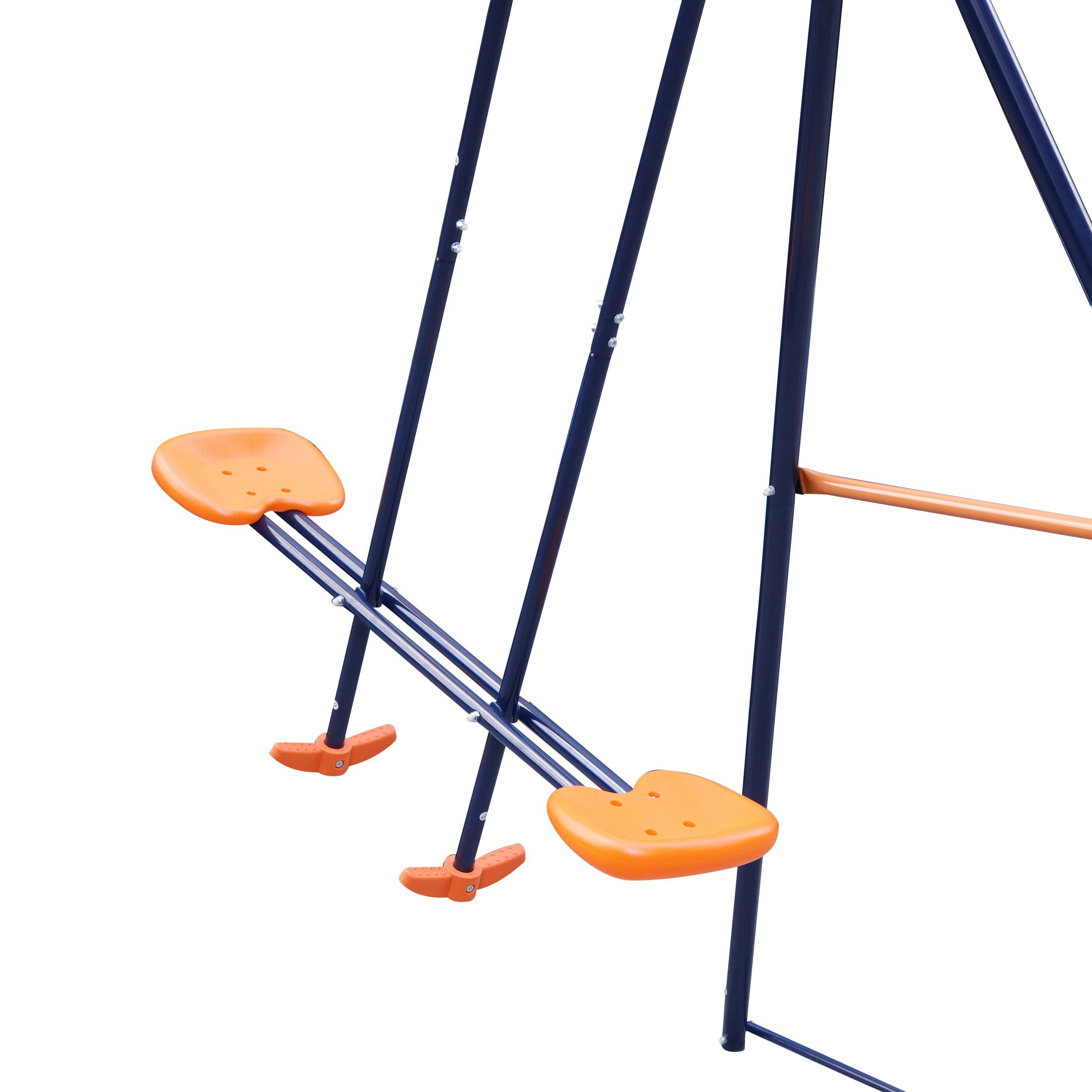 A-Frame Metal Double Swing Set with 2 Seats with 1 Seesaw Play Set for Children Play in The Garden Patio Outdoor， Max Weight 400 LBS