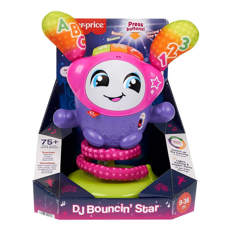 Fisher-Price Baby Learning Toy with Music Lights and Bouncing Action， DJ Bouncin’ Star