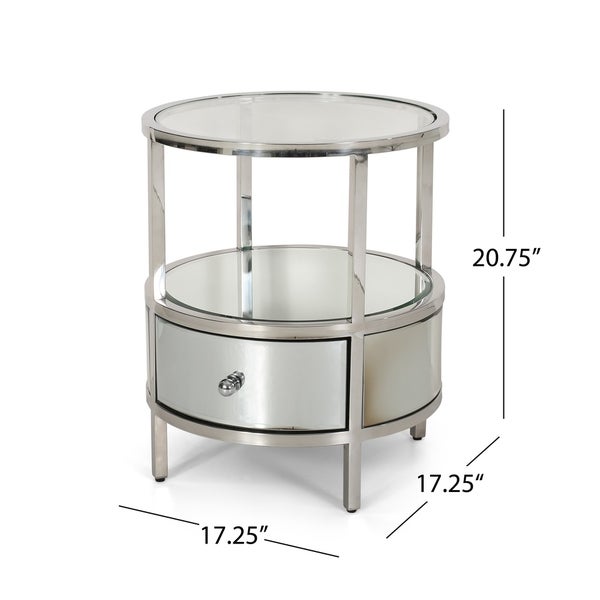 Beeching Mirrored Stainless Steel End Table by Christopher Knight Home