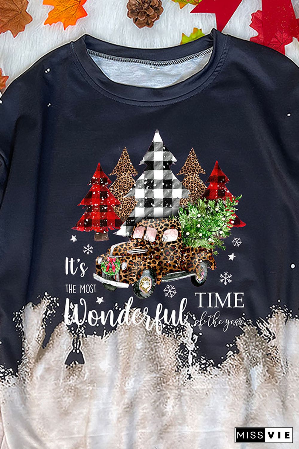 Christmas Pattern Print O-neck Sweatshirt Women Wholesale