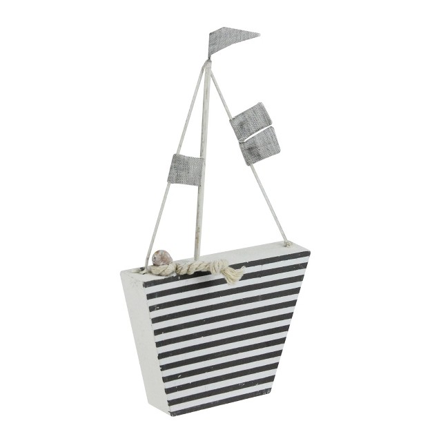 Northlight 8 75 Cape Cod Inspired White And Gray Striped Boat Table Top Decoration