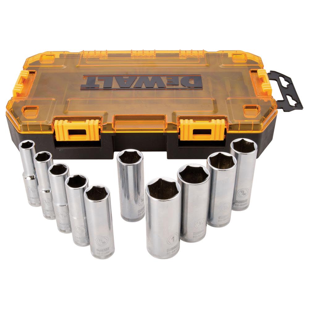 DEWALT 10 piece 1/2 In. Drive Deep Socket Set (SAE) DWMT73814 from DEWALT