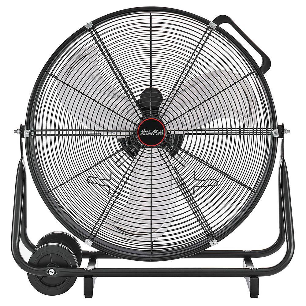 XtremepowerUS 24 in. High Velocity 3-Adjustable Speed Commercial Rolling Floor Drum Fan in Black 92024-H1