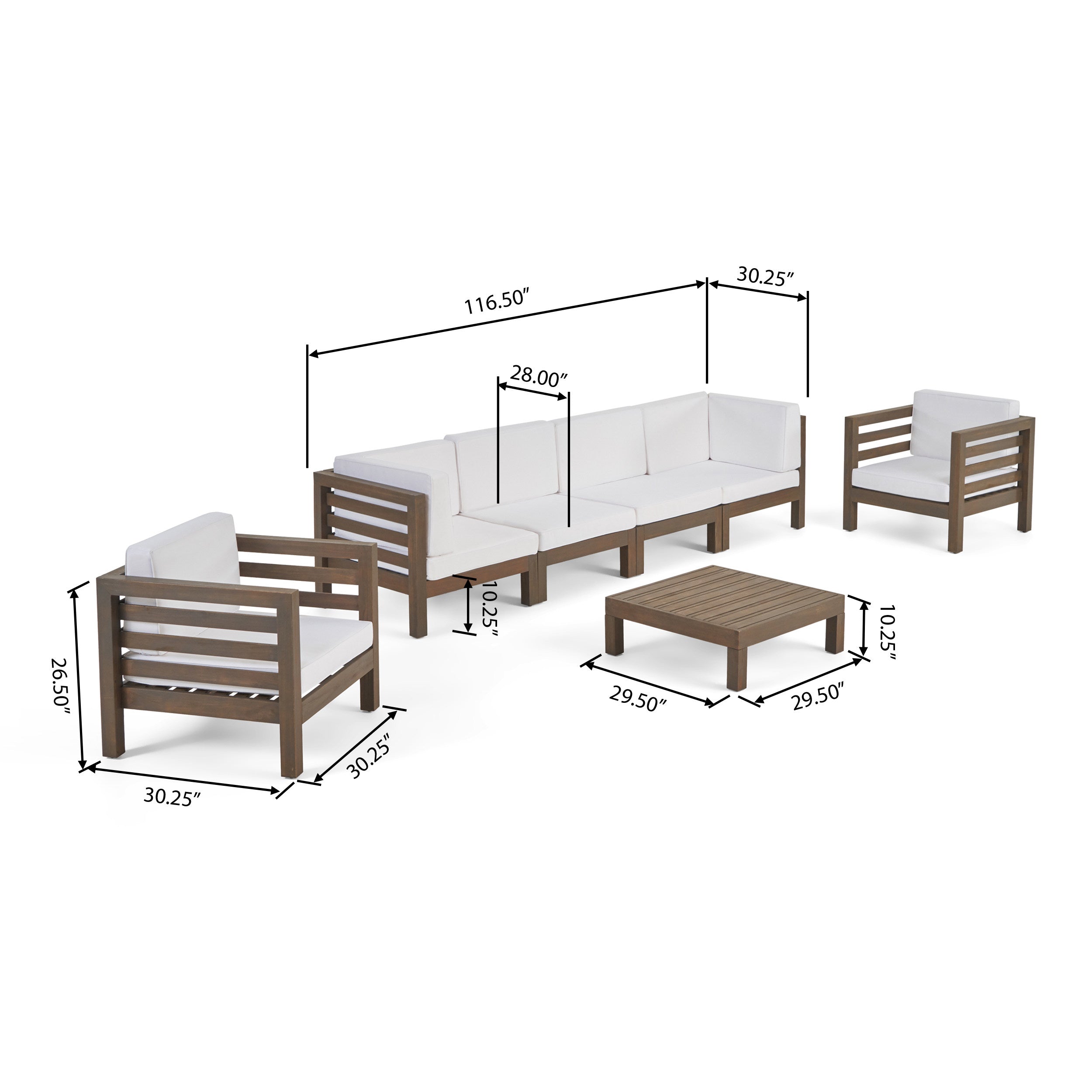 Emma Outdoor 6 Seater Acacia Wood Sofa Chat Set