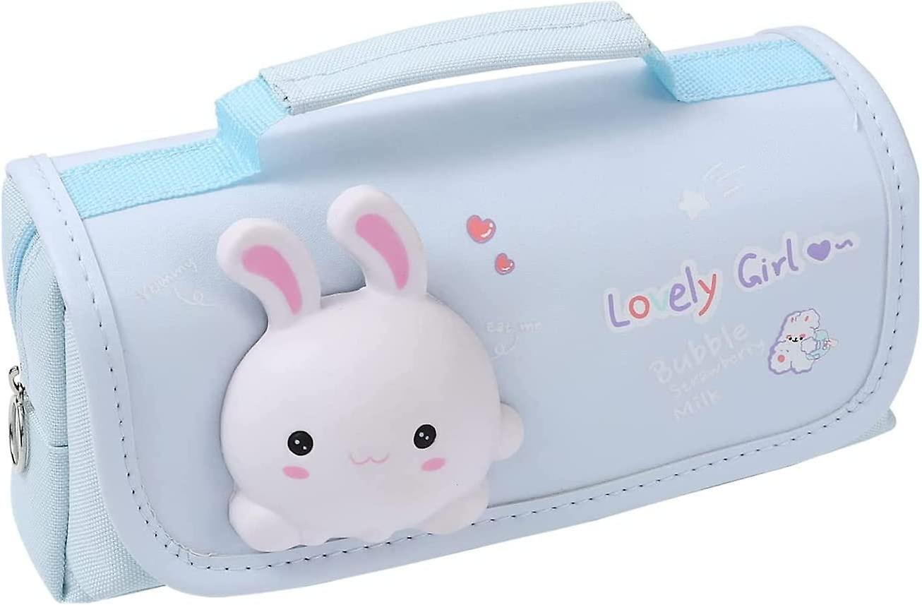 Cute Pencil Case Large Pencil Pouch With Handle， Kawaii Pencil Case With Squishy Cat For Kids， Portable Multifunction Pen Storage Bag With Compartment