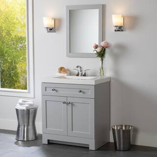 Glacier Bay Everdean 30.5 in. W x 18.8 in. D x 34.4 in. H Freestanding Bath Vanity in Pearl Gray with White Cultured Marble Top EV30P2-PG