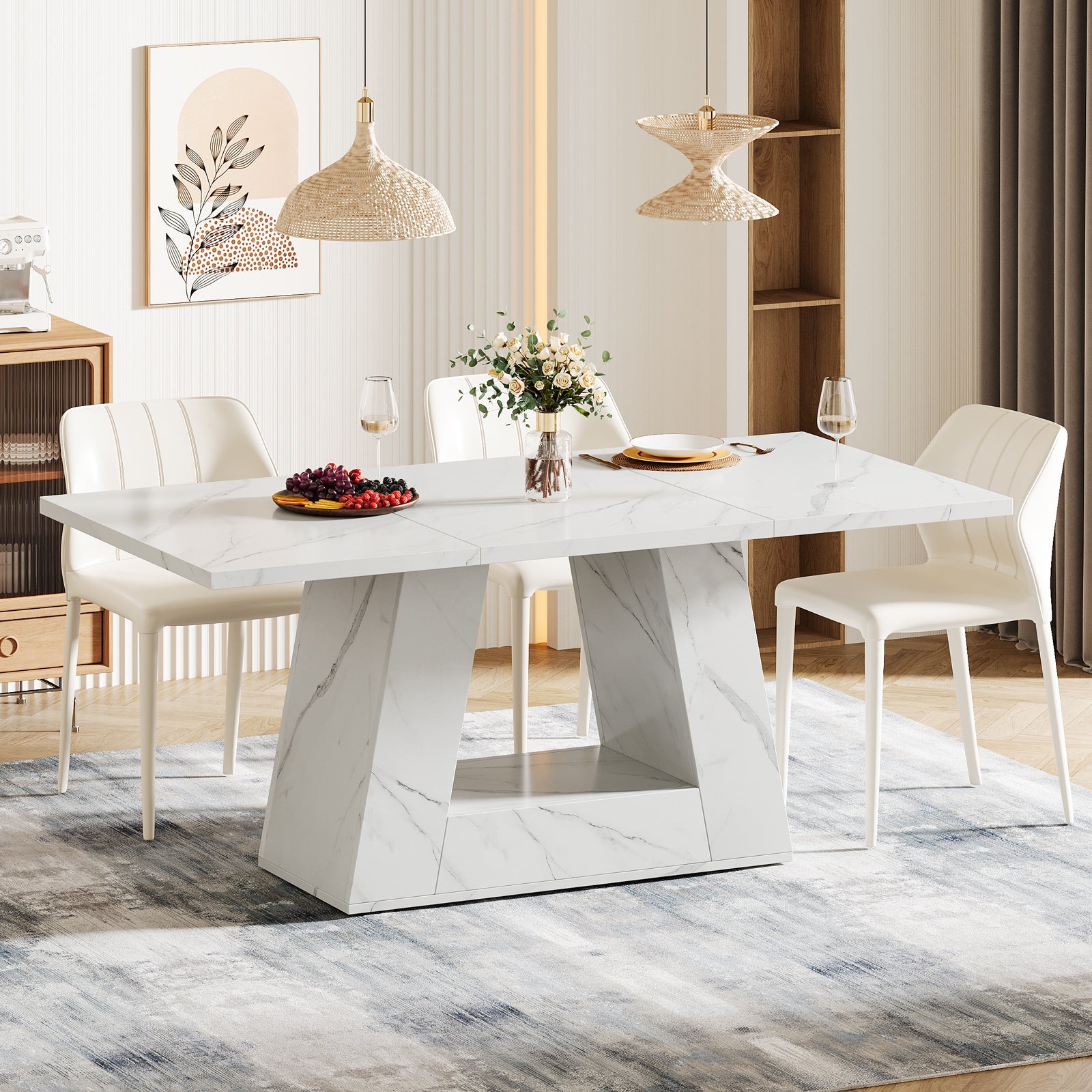 Faux Marble Dining Table, 63