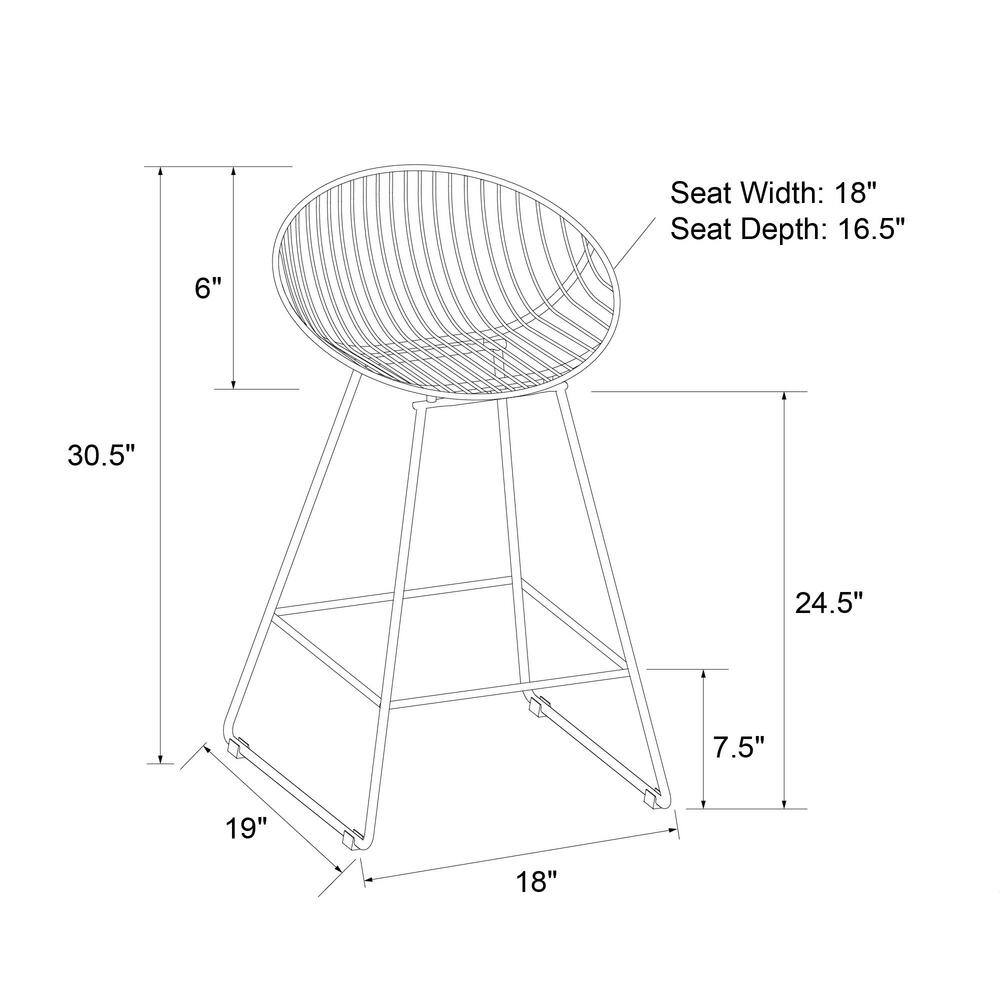 CosmoLiving by Cosmopolitan Ellis Black Metal Wire Counter Stool S020001