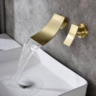 CASAINC Singe Handle Wall Mount Widespread Bathroom Faucet in Gold CASA02GP08LSJ