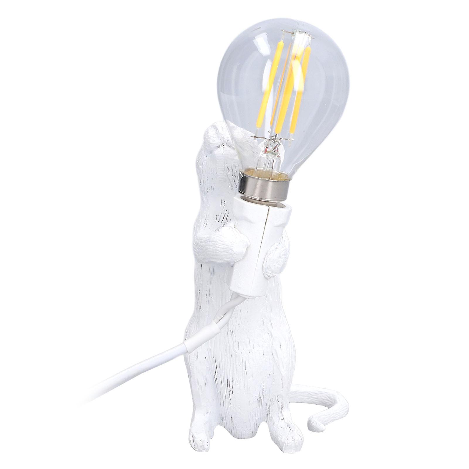 Animal Lamp Soft Lighting Simple Operation Lifelike Image Modern Resin Mouse Lamp for Home Cafe Office Bedroom DecorWhite UK