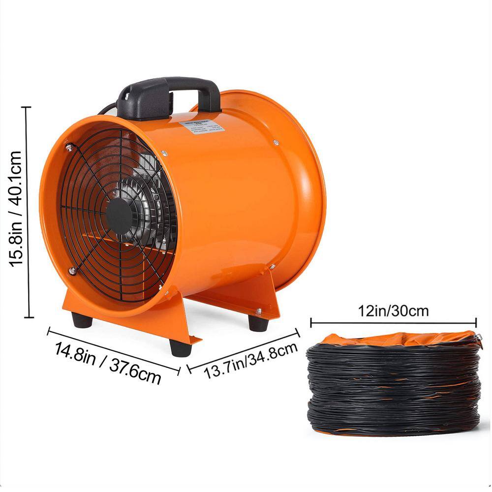 VEVOR Utility Blower Fan 12 in. High Velocity Ventilator Fan 520 Watt with 2295 CFM for Exhausting Ventilating at Home GYGFJ12YCD10MGZ01V1