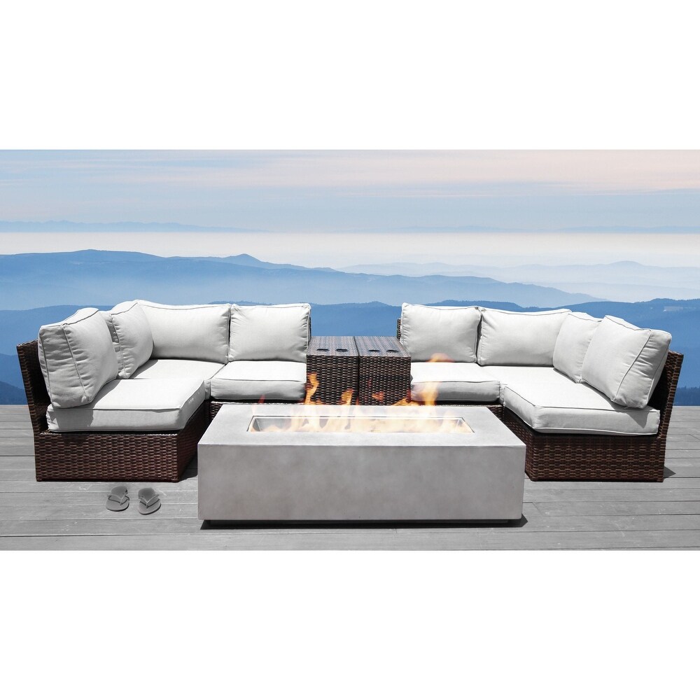 Living Source International Lucca 9 piece Cup Table Fire Pit Sectional