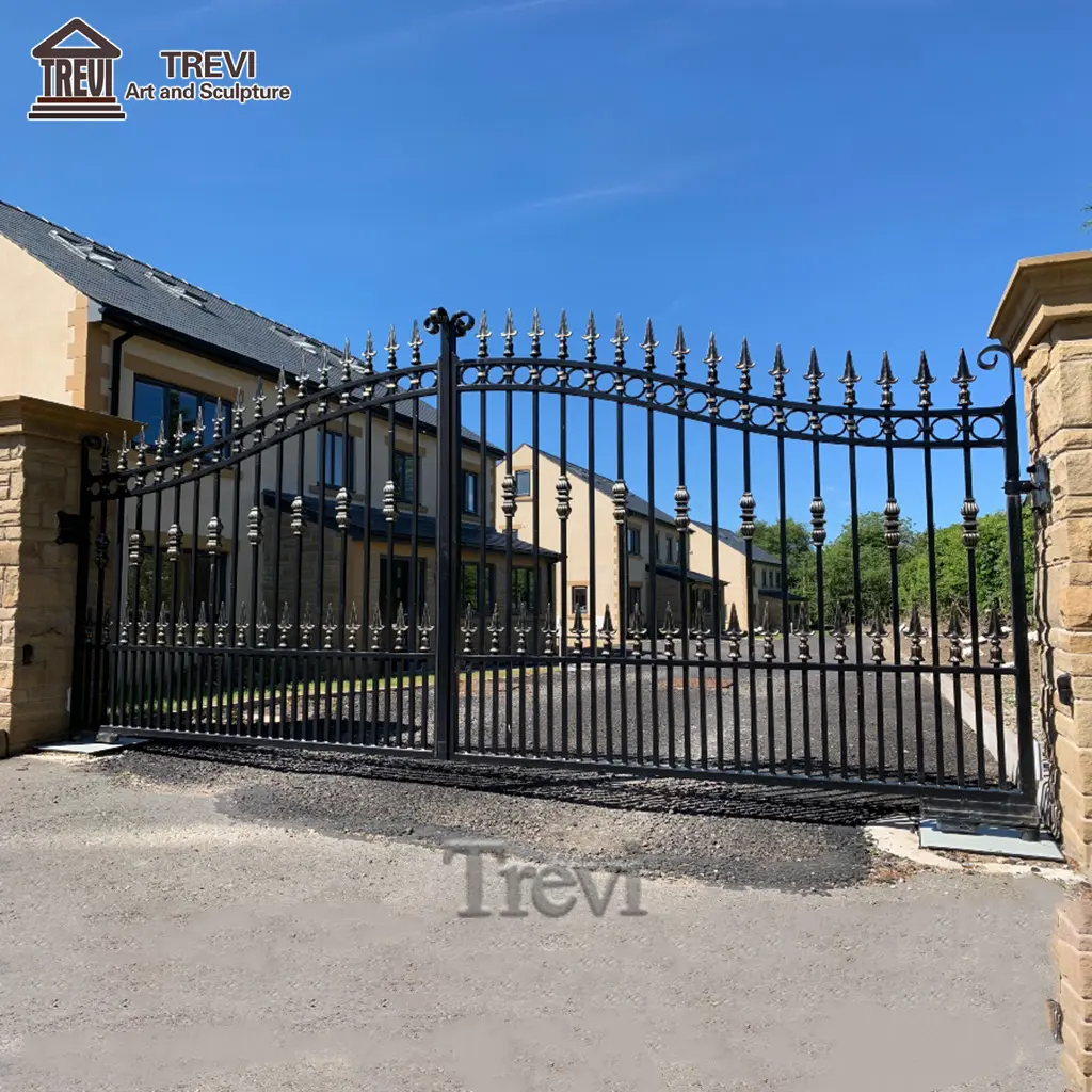 Black Hand Forged Garden Entry Arch Wrought Iron Driveway Main Gate