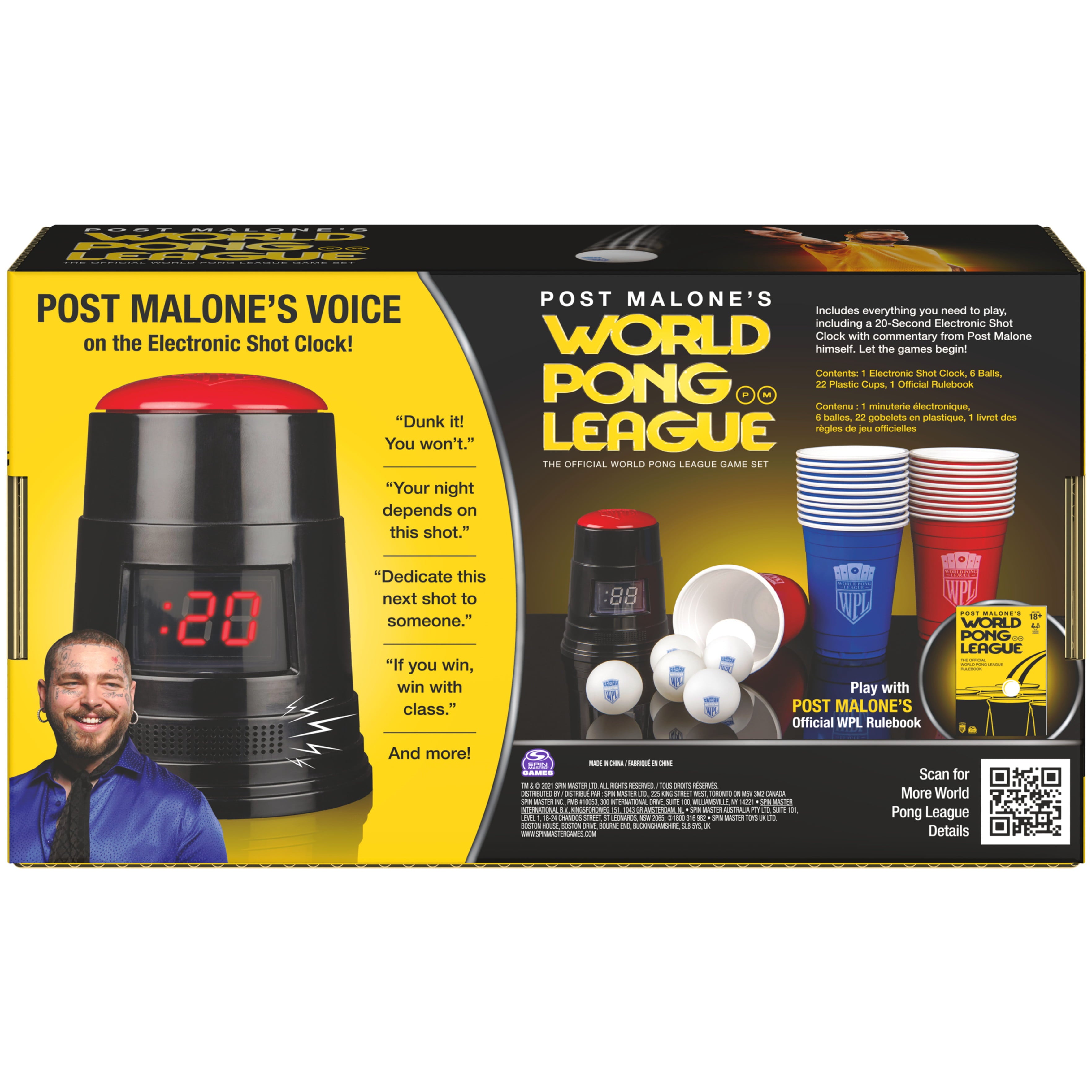 Post Malone, World Pong League Party Game, for Adults Ages 18 and up