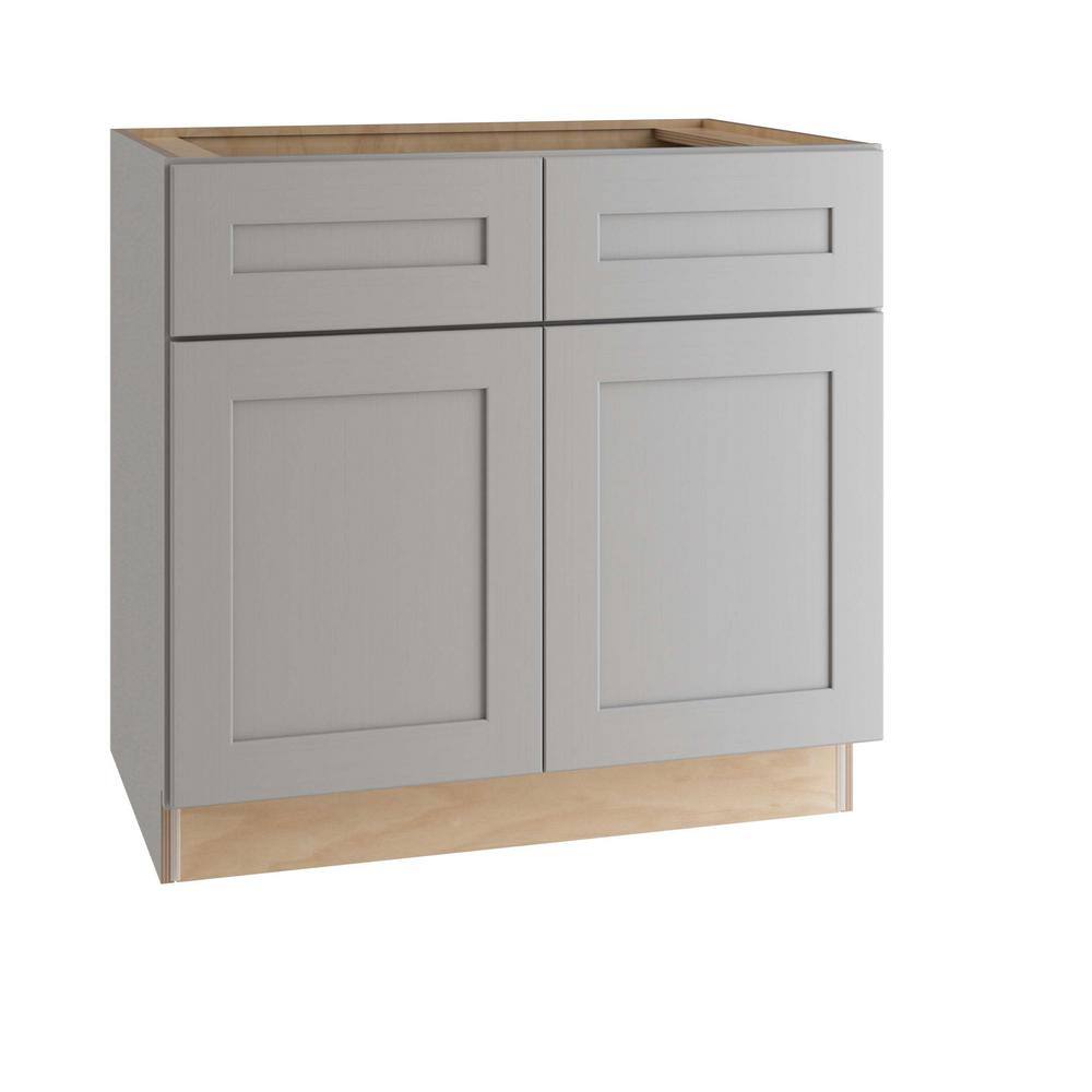 Home Decorators Collection Tremont Assembled 36x34.5x24 in. Plywood Shaker Sink Base Kitchen Cabinet Soft Close Doors in Painted Pearl Gray SB36-TPG