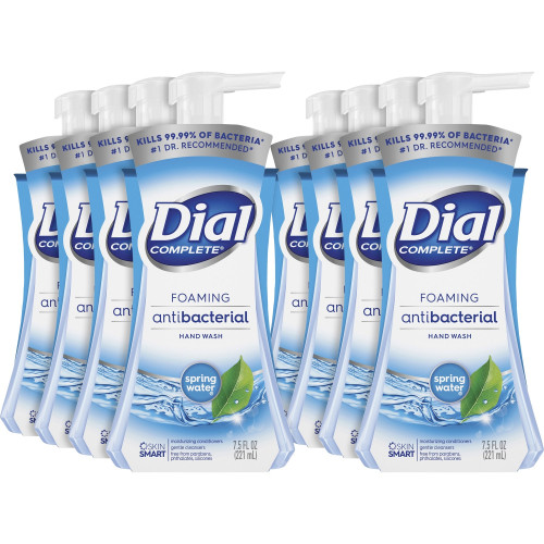 Dial Antibacterial Foaming Hand Wash， Spring Water， 7.5 oz， 8/Carton (05401CT)