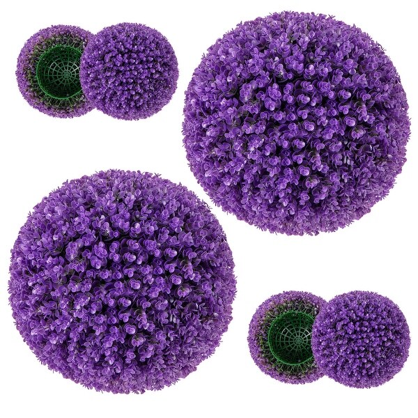 17.5 Inch 2 Pack Faux Eucalyptus Decorative Balls with 7 Layers Leaves