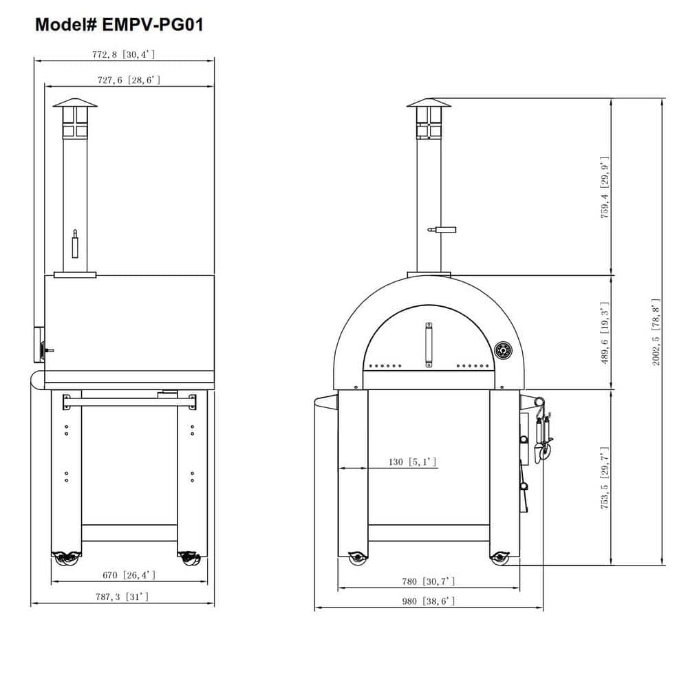 Empava 38.6 in. Wood Burning Outdoor Pizza Oven in Stainless Steel EMPV-PG01