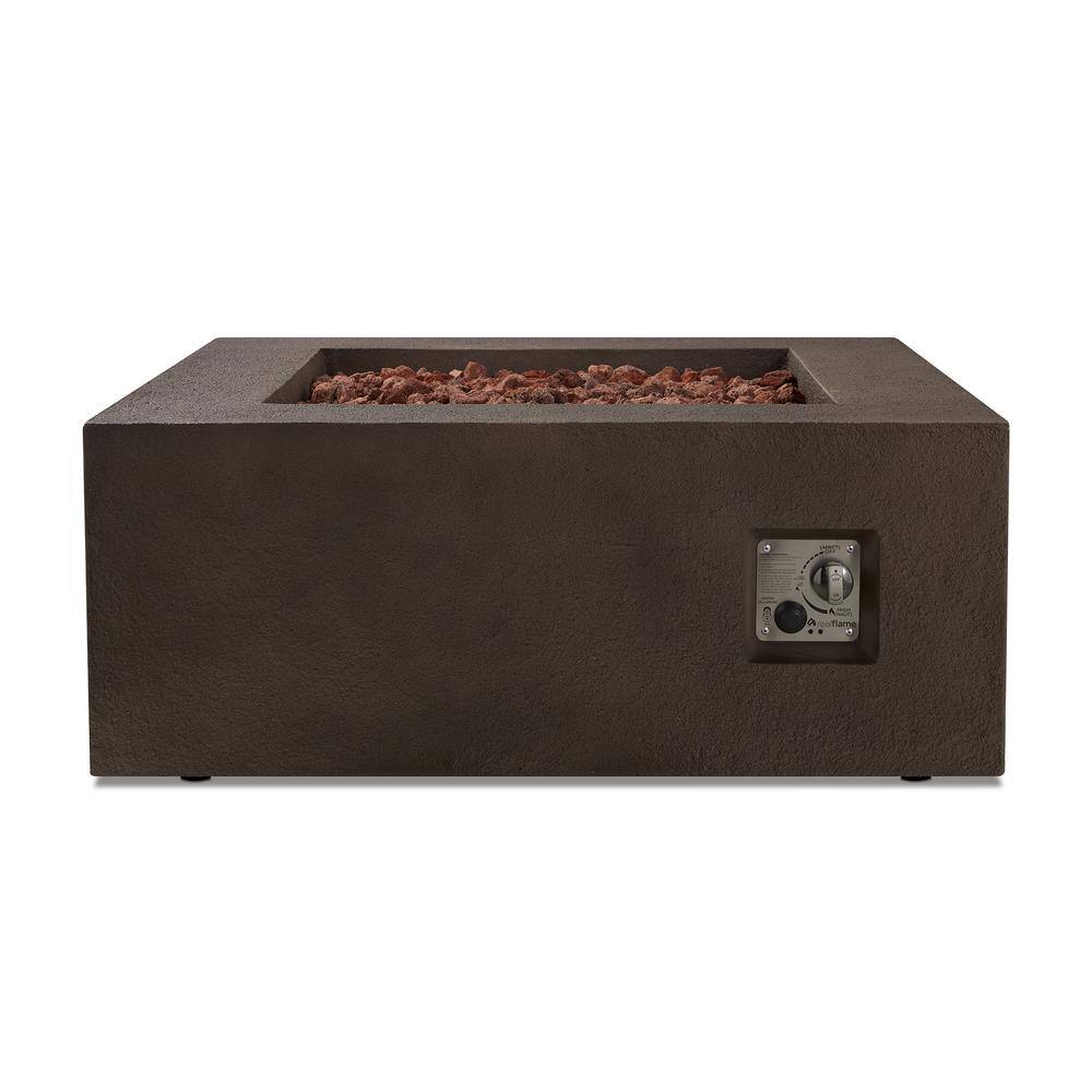 Real Flame Baltic 37 in. W X 16 in. H Square MGO Natural Gas Fire Table in Kodiak Brown with Burner Lid and Protective Cover 9720NG-KB