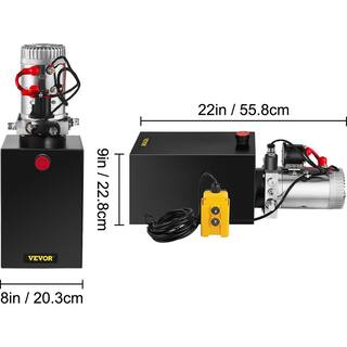 VEVOR 12 qt. 12-Volt 3200 PSI Hydraulic Power Pump Electric Dump Trailer Pump with Steel Reservoir for Car Lift 12LDZYCZYYBTX0001V0