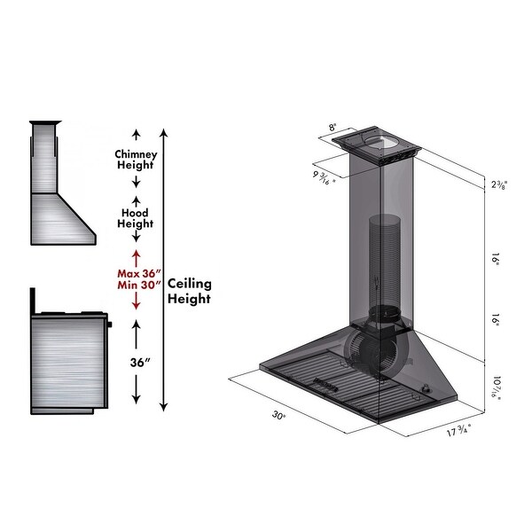 ZLINE Stainless Steel Convertible Vent Wall Mount Range Hood