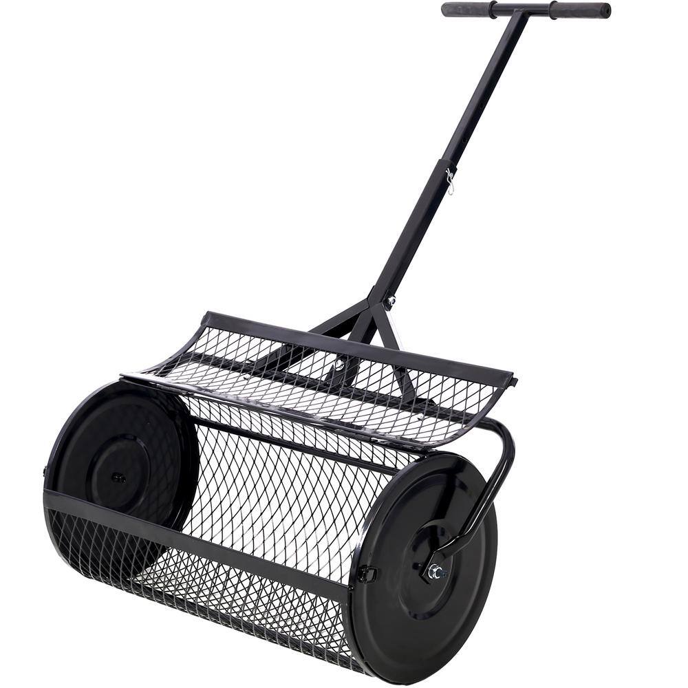 Cesicia 24 in. T Shaped Handle Metal Mesh Peat Moss Spreader Compost Spreader in Black M23od526Mc02