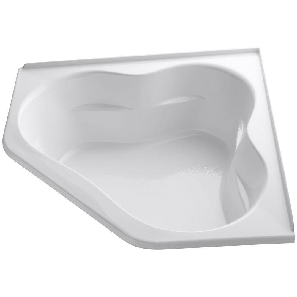 KOHLER Tercet 60 in. x 60 in. Neo Angle Soaking Bathtub with Center Drain in White Integral Flange K-1161-F-0