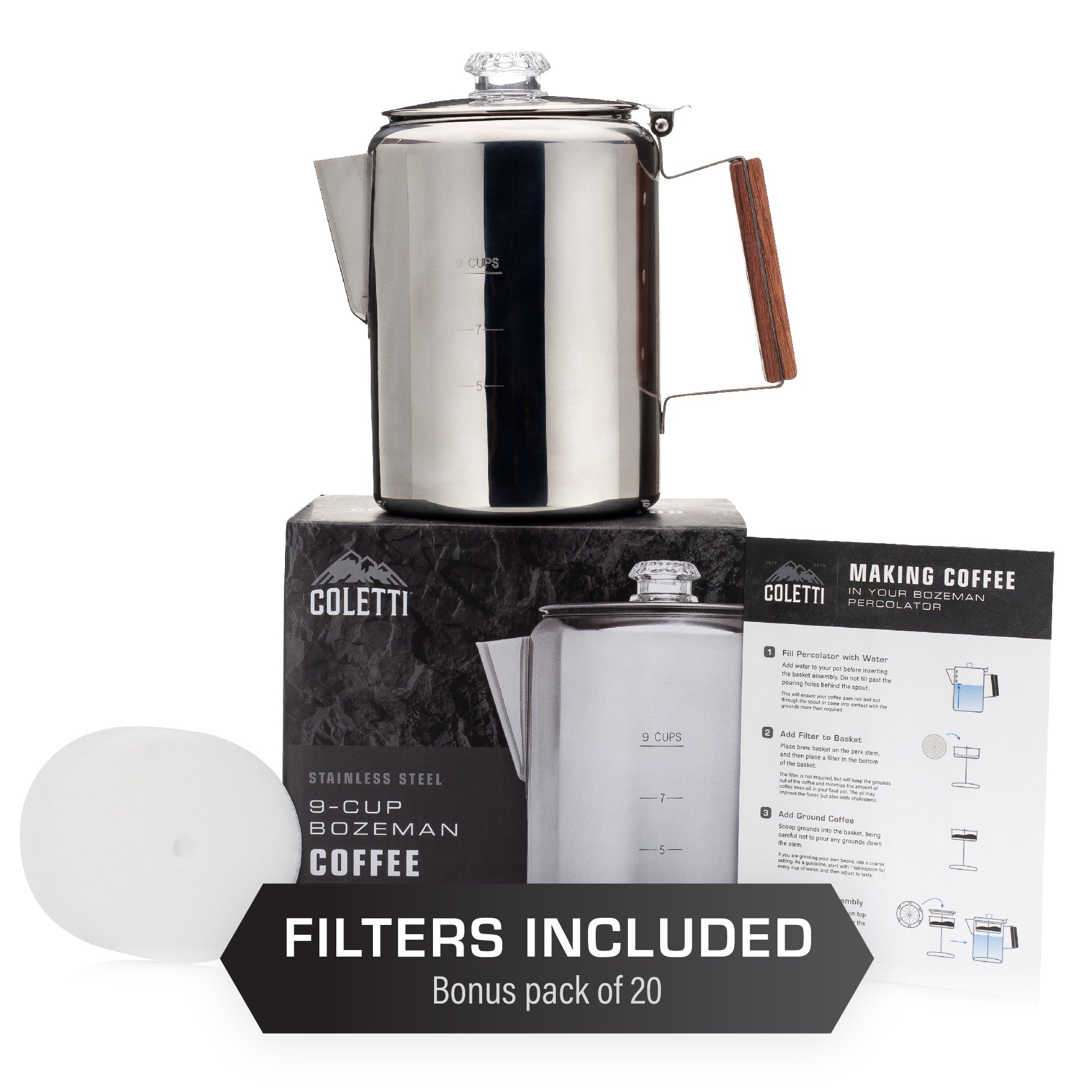 Coletti Stainless Steel 9 Cup Coffee Percolator