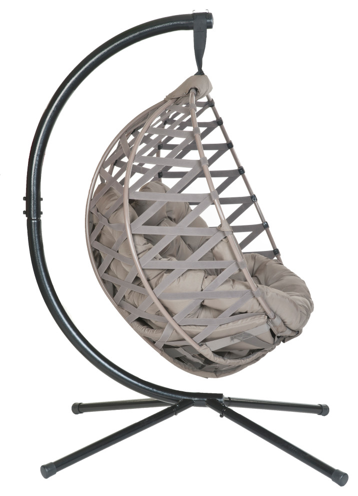 66H x 40W x 43D Beige Crossweave Hanging Ball Chair   Transitional   Hammocks And Swing Chairs   by IDEAZ International  LLC  Houzz