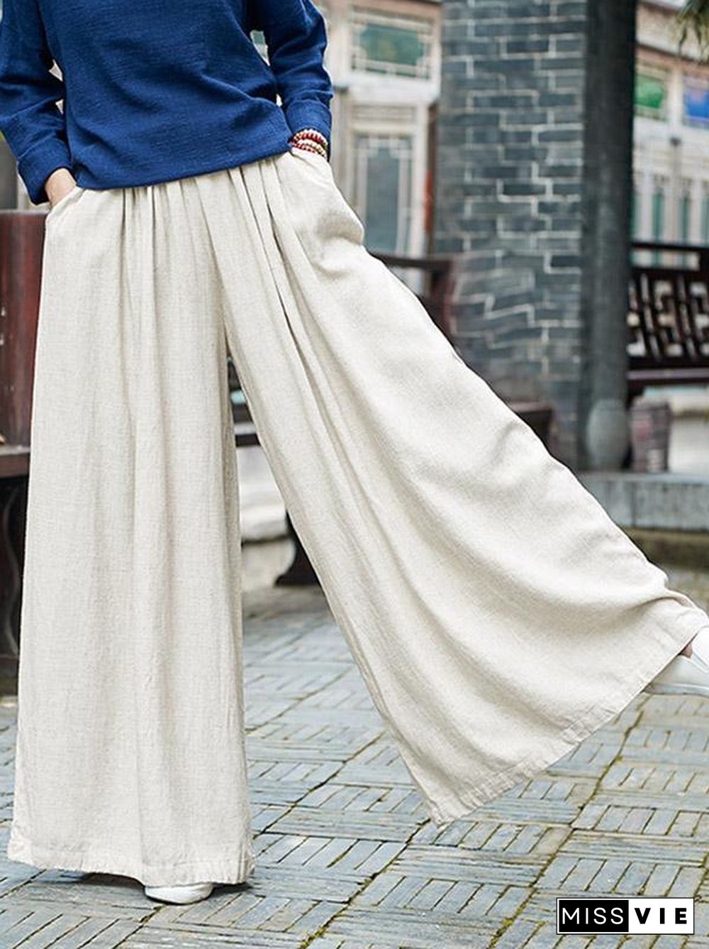 Loose Wide-leg Linen Pants