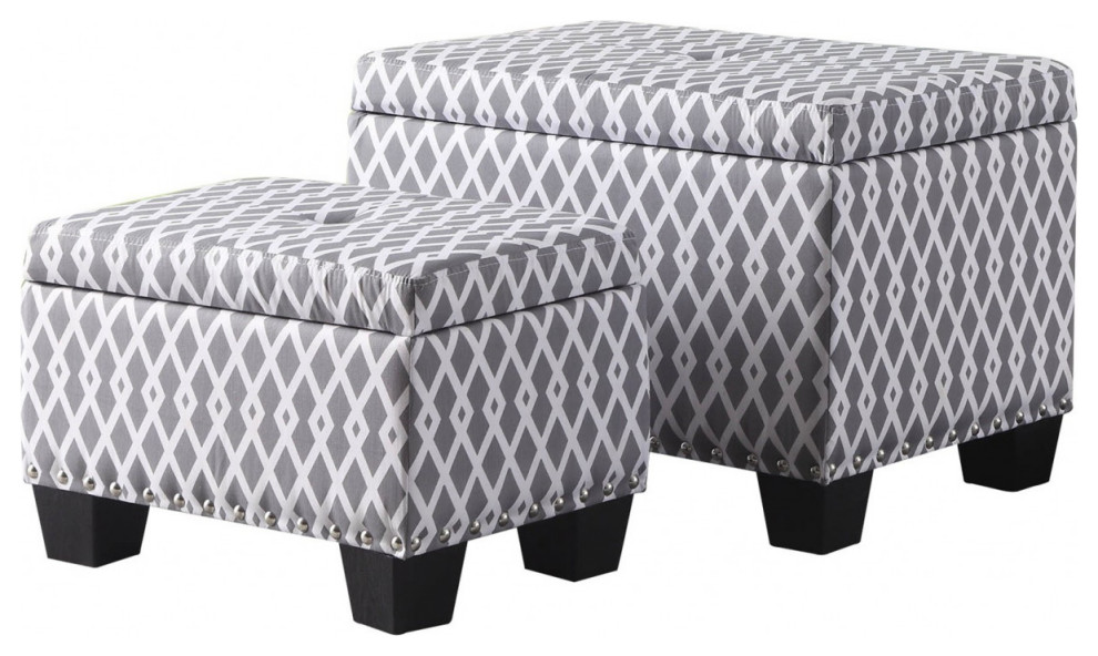 17 quotGray And White Polyester Blend And Black Tufted Storage   Transitional   Footstools And Ottomans   by HomeRoots  Houzz