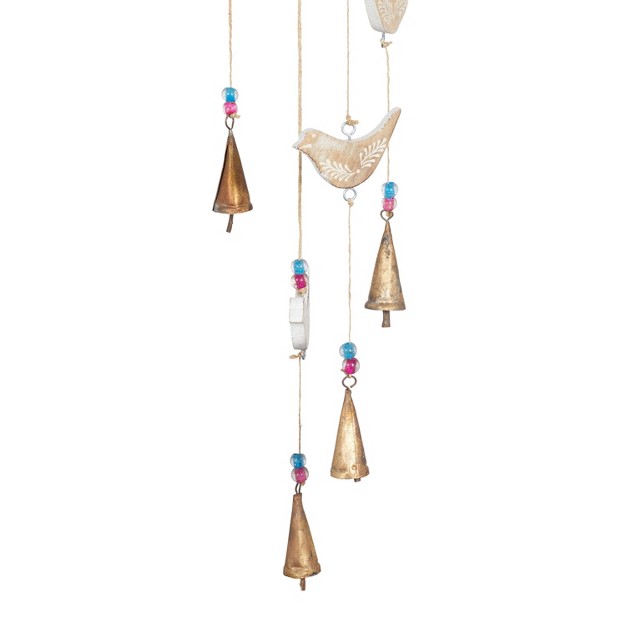 X 5 quot Eclectic Mango Wood Birds Windchime Gold blue pink Olivia amp May