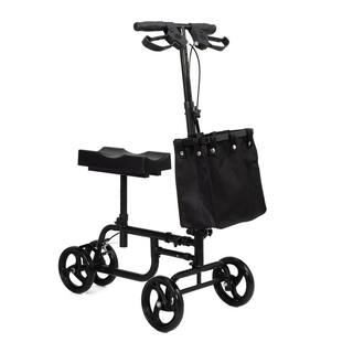 Amucolo Black Folding Knee Scooter Steerable Leg Walker with Bag and Dual Braking System Crutch Alternative for Foot Injuries FX-CYD0-RA7