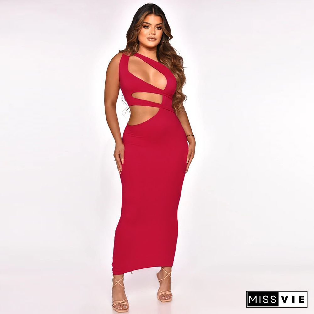 Skew Collar Cut Out Bodycon Party Dresses