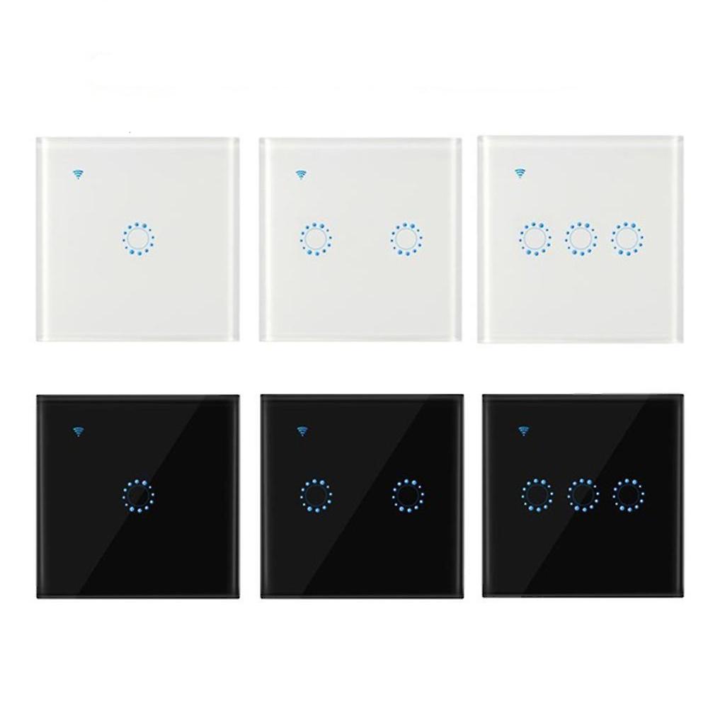 Black 3 Wireless Switches Wifi Light Switch Smart Wall Compatible With Alexa Echo Google Home Assistant Control App Touchable Light Switch Phone For I