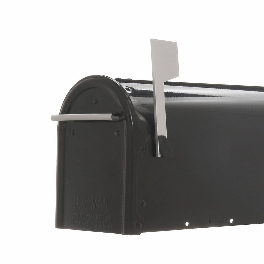 Architectural Mailboxes Franklin Black Medium Steel Post Mount Mailbox with Satin Nickel Handle FM110BAM
