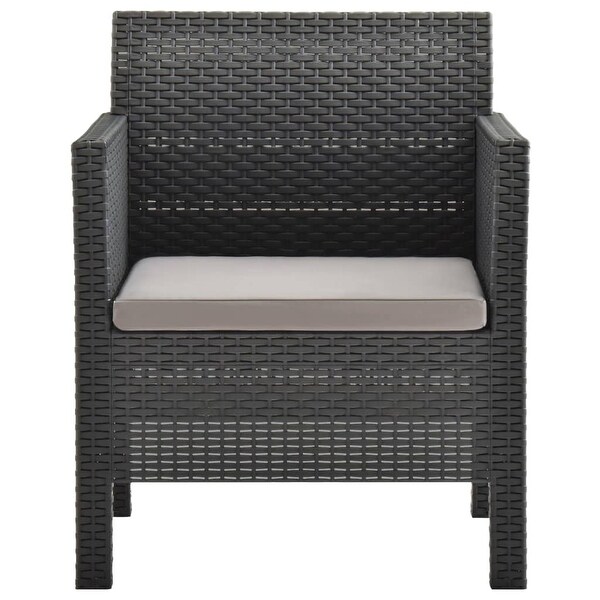 2 Piece Patio Lounge Set with Cushions PP Rattan Anthracite - Overstock - 36363648