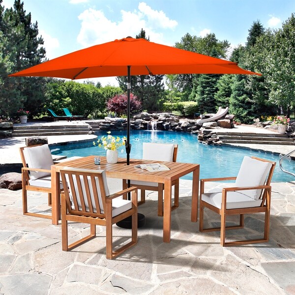 Weston Table with 4 Chairs and 10ft Rectangular Umbrella - 6 Piece Set - N/A - Overstock - 37252540