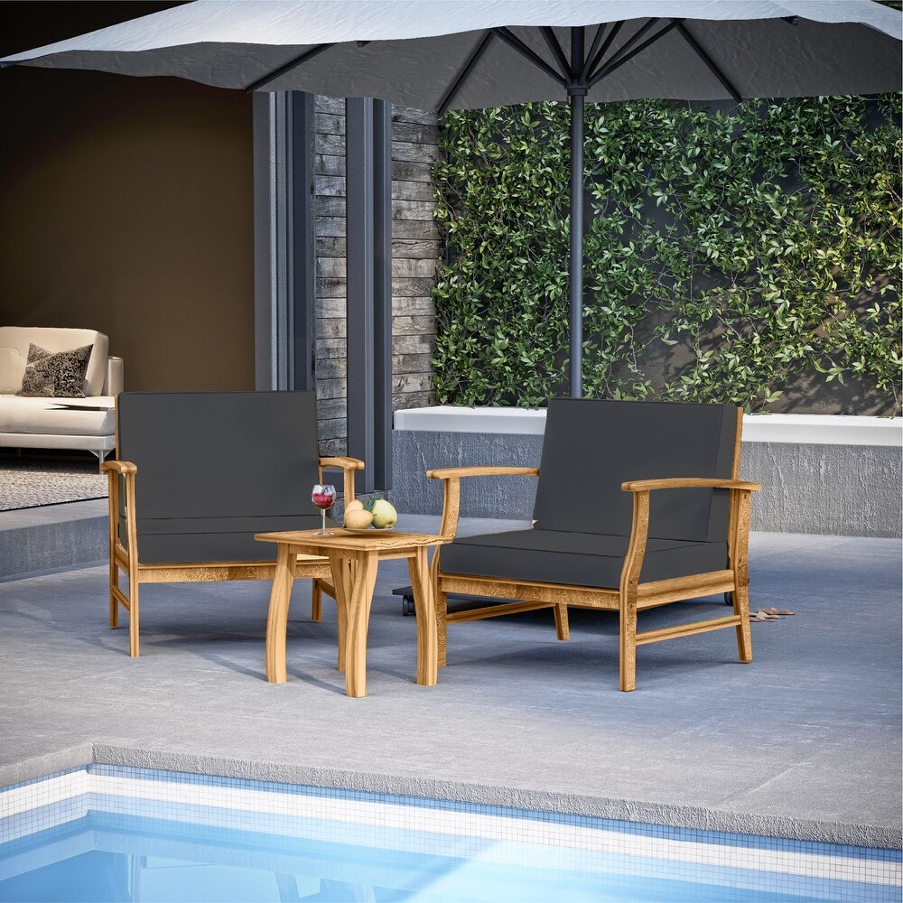 Nestl 3 Piece Acacia Wood Small Patio Furniture Set   Outdoor Patio Bistro Set with Patio Chairs