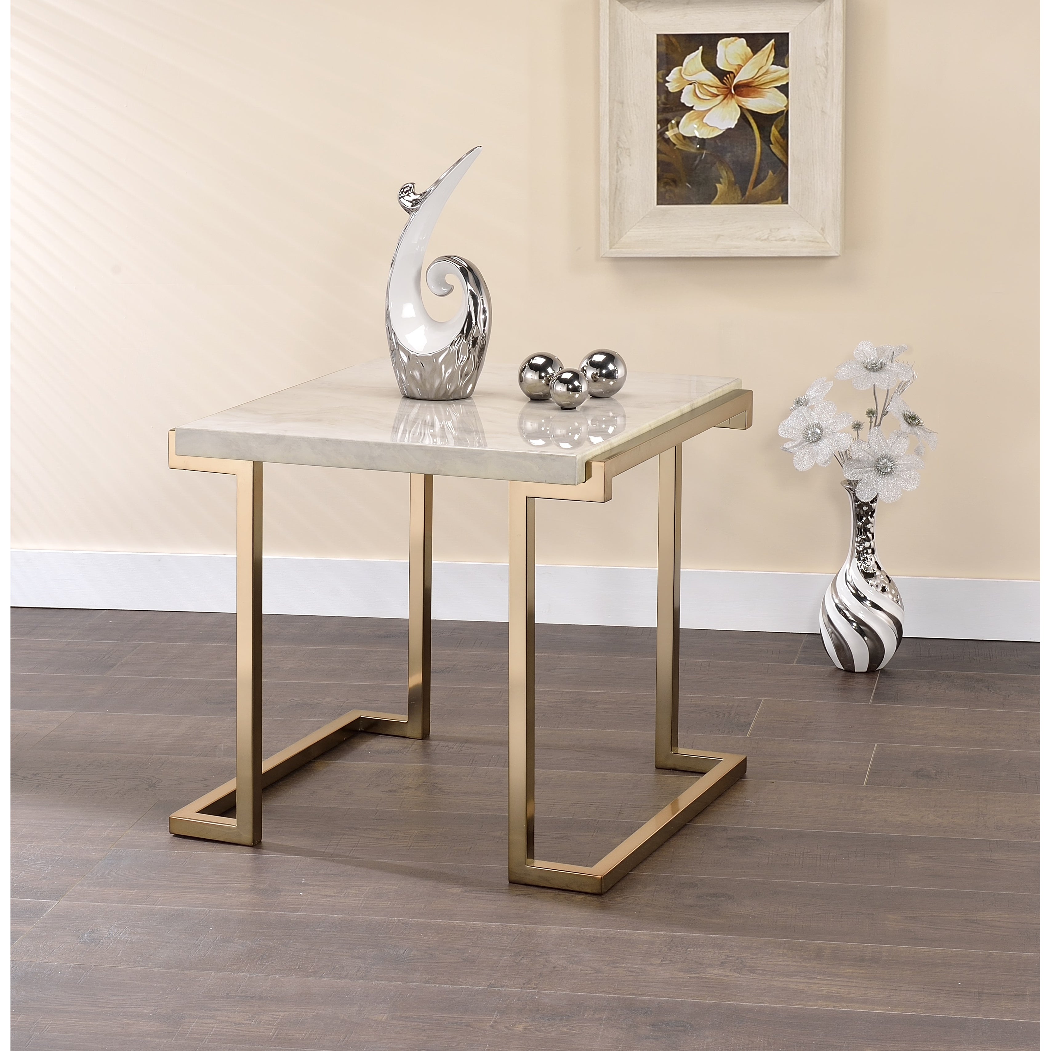 Boice II End Table with Faux Marble Top