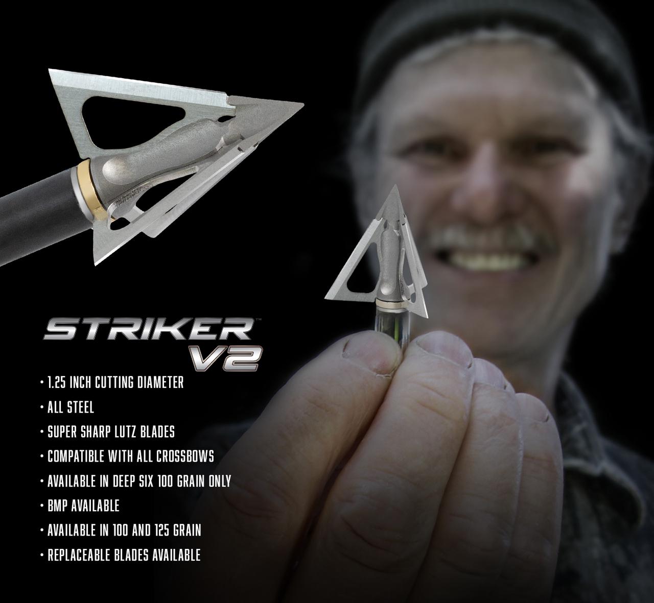 G5 Outdoors Striker V2 Fixed Broadhead Standard Hunting 100% Steel  3/Pack