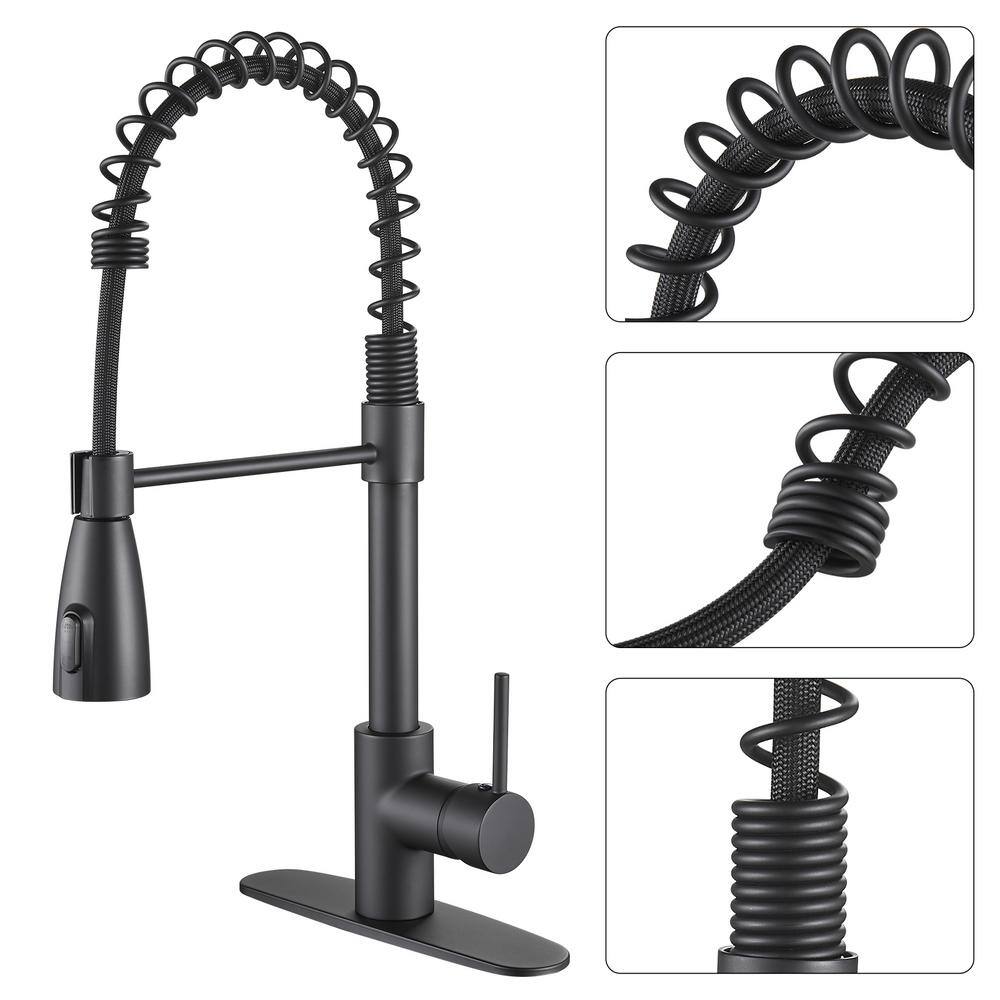 Zalerock Sensor Single-Handle Pull-Down Sprayer Kitchen Faucet in Matte Black WTHG003