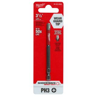 MW SHOCKWAVE Impact Duty 3-12 in. Phillips #3 Alloy Steel Screw Driver Bit (1-Pack) 48-32-4563