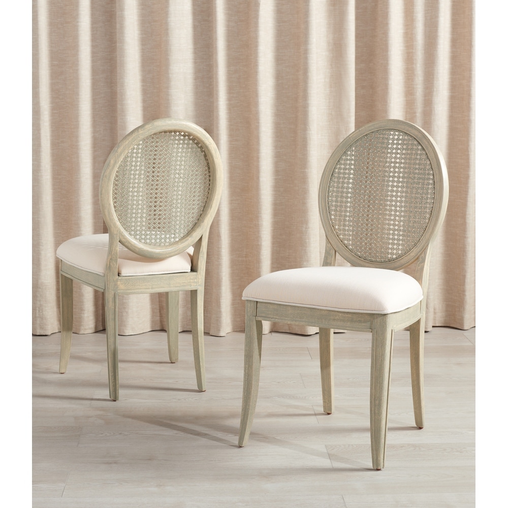 SAFAVIEH Couture Karlee Rattan Back Dining Chair (SET of 2)   19 IN W x 22.5 IN D x 38.5 IN H