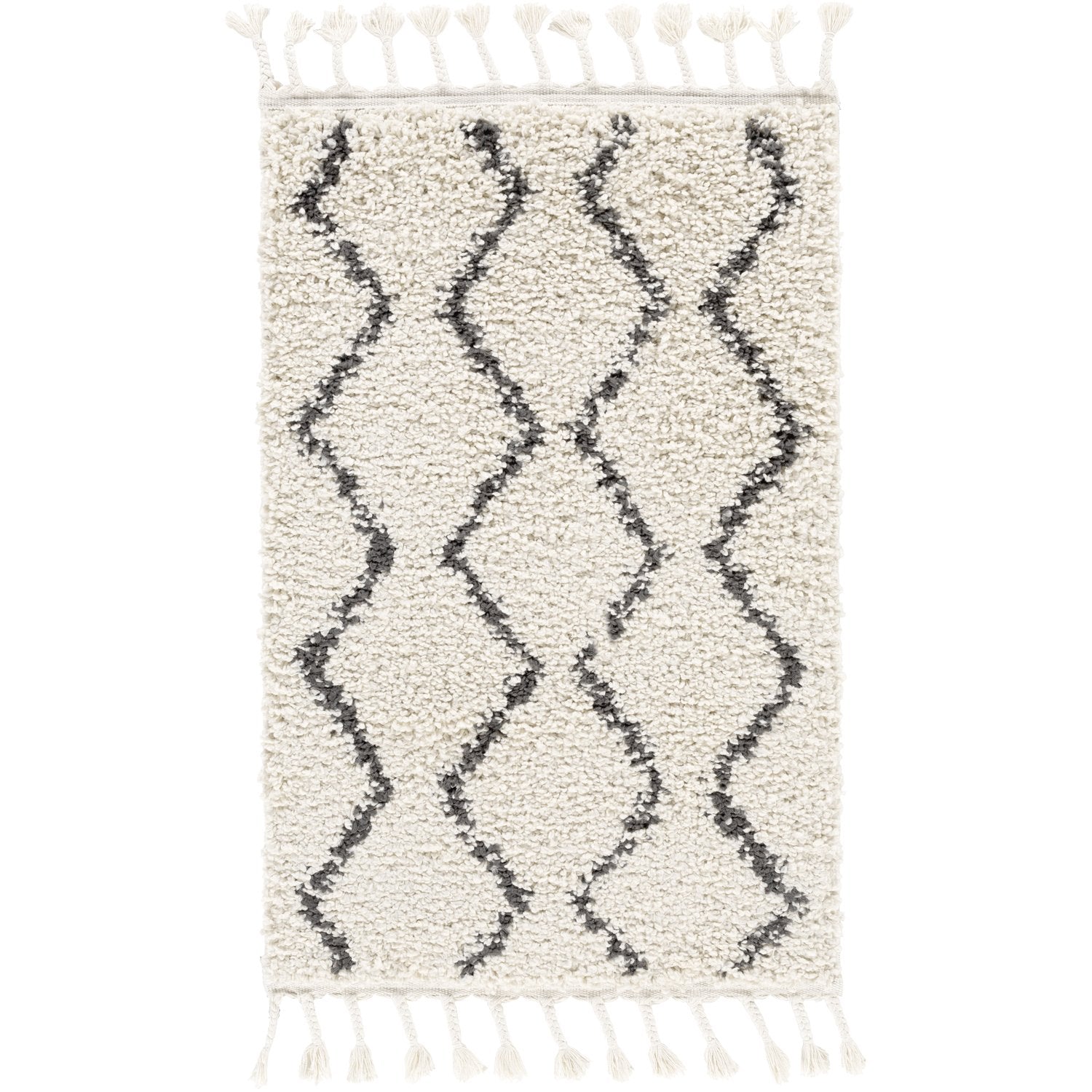 Berber Shag Rug in Charcoal & Beige