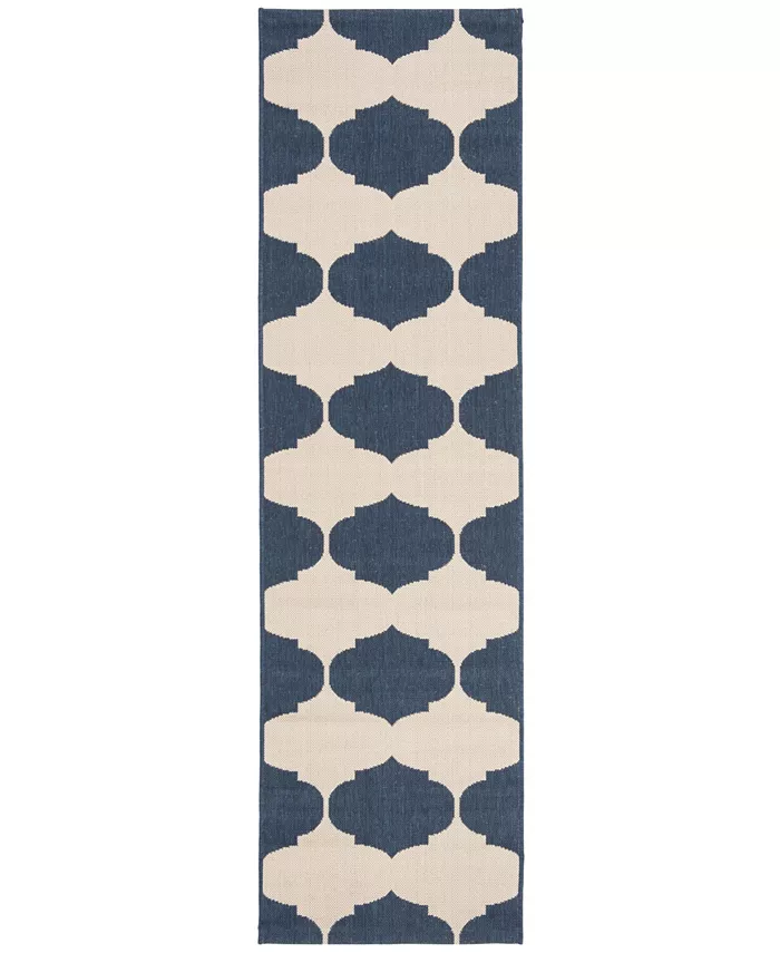 Safavieh Courtyard CY6162 Beige and Navy 2'3 x 8' Runner Outdoor Area Rug