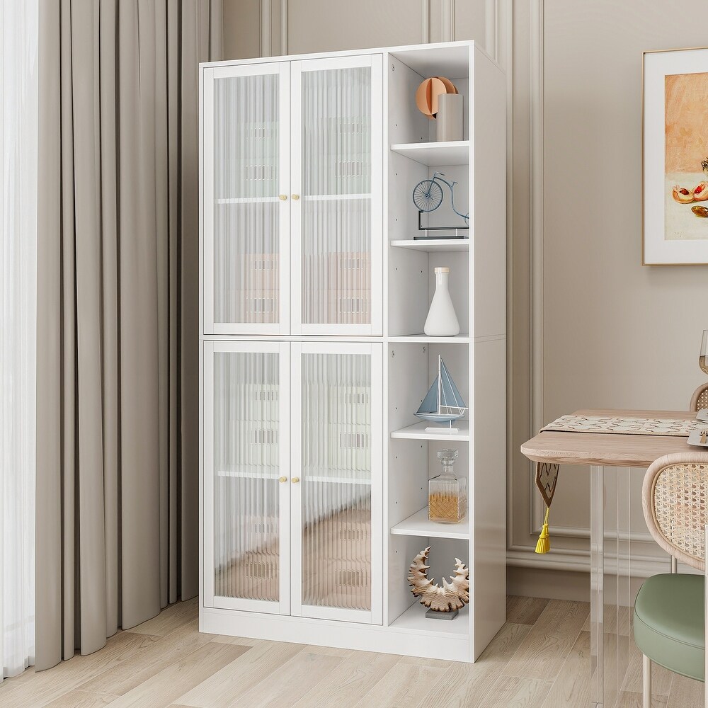 Tall Kitchen Pantry Cabinet with Doors and Adjustable Shelves